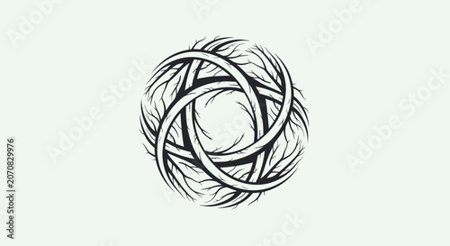 Fotografie Intertwined Tree Branch Circular Knot Vector