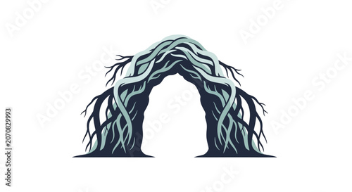 Fényképezés Entwined Tree Root Archway Vector Illustration