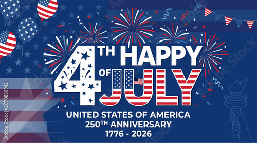 Happy 4th of july united states of america 250th anniversary celebration background