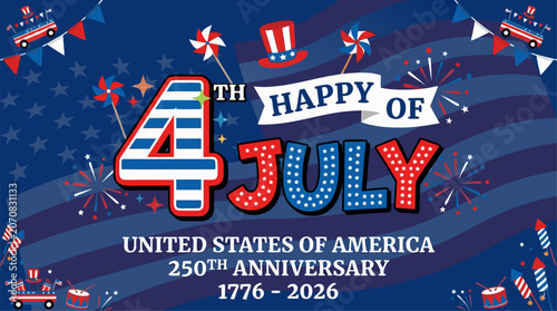 Happy 4th of july united states of america 250th anniversary celebration background
