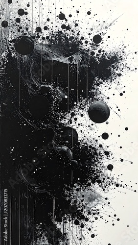 Black Ink Abstract Art.