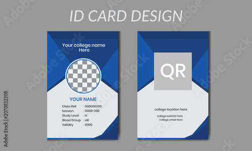 Corporate business Student Identity Card design with unique shape Template for College