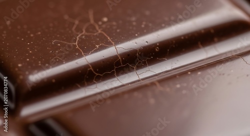 Cracked chocolate bar with shiny surface