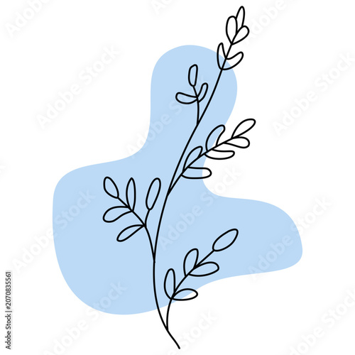Minimalist Artistic Line Art with Organic Blue Shape Background