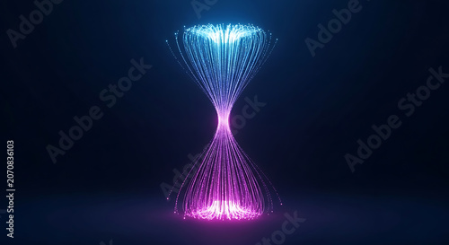 Hourglass Shape With Flowing Particles Blue And Pink Illuminated Display