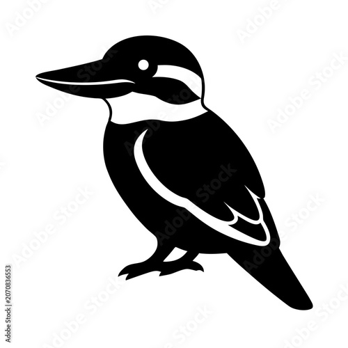 Obraz na plátně Silhouette of kookaburra bird with distinctive markings on wings and chest