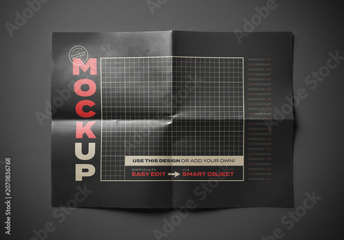 Folded Lines Poster Paper Mockup Horizontal