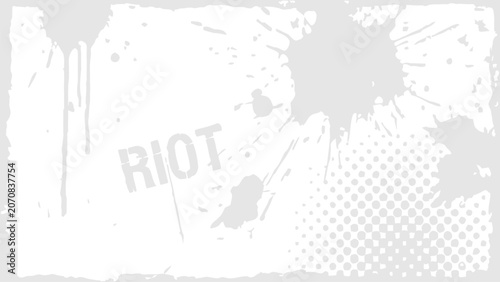 Foto Abstract grunge background with white splatters, halftone dots, and text vector illustration