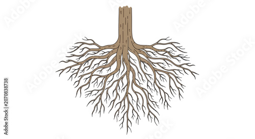 Tree Roots Hand Drawn Vector Illustration