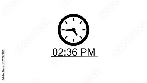 Fotografie Minimalist clock icon showing two thirty six pm on clean white background wall