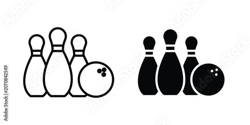 Schilderij op canvas Bowling icon. Set of black vectors