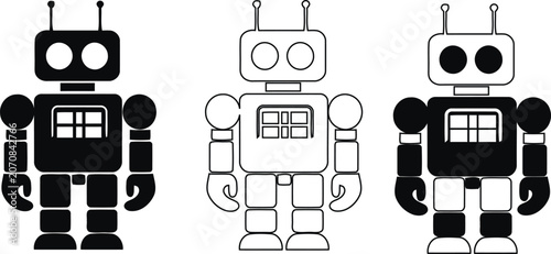 Vászonkép Three black and white robot icons