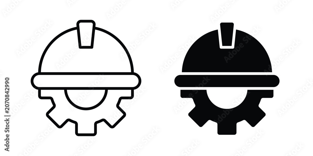 Fototapeta premium Construction worker icon. Set of black vectors