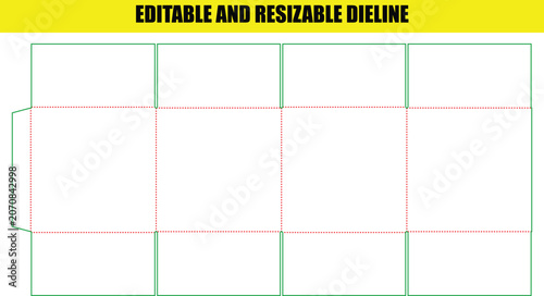 Rectangular cardboard box packaging dieline template for product display and commercial shipping storage solutions