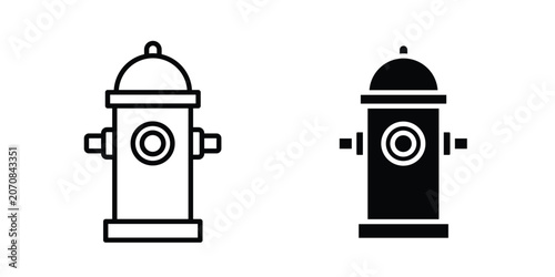 Quadro su tela Fire hydrant icon. Set of black vectors