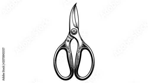 Foto Vintage Pruning Shears Engraving Illustration