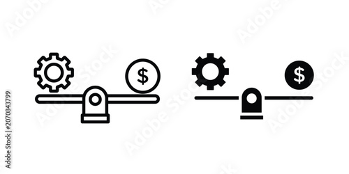 Cuadro en lienzo Leverage icon. Set of black vectors