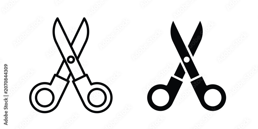 Fototapeta premium Scissors icon. Set of black vectors