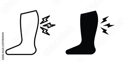 Photos Shin pain icon. Set of black vectors
