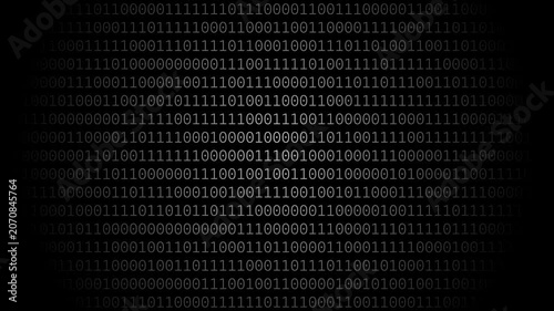 Binary Code Animation on Black Digital Background with Flowing Ones and Zeros Data Stream 4K