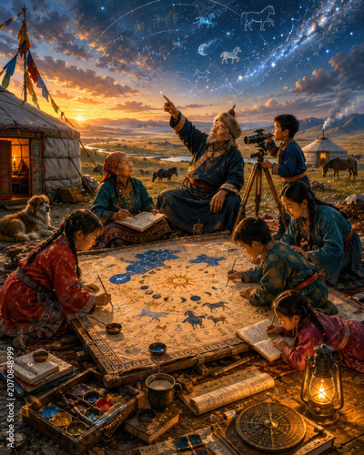 Family Future Memories – Mongolian Family Creating a Seasonal Sky Calendar