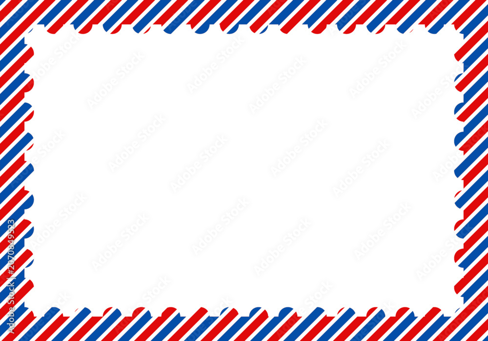 Obraz premium Rectangular decorative border with diagonal red and blue stripes diagonal rectangular decorative invitation
