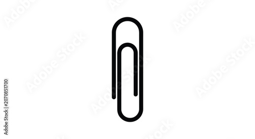 Quadro su tela Paper clip silhouette on a white background simple office supply