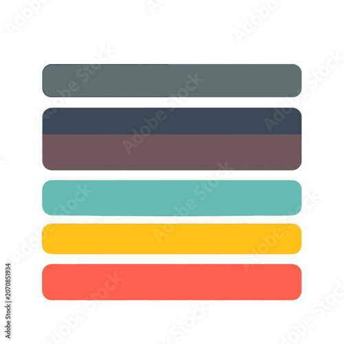 Stacked colorful rounded rectangles on a white background