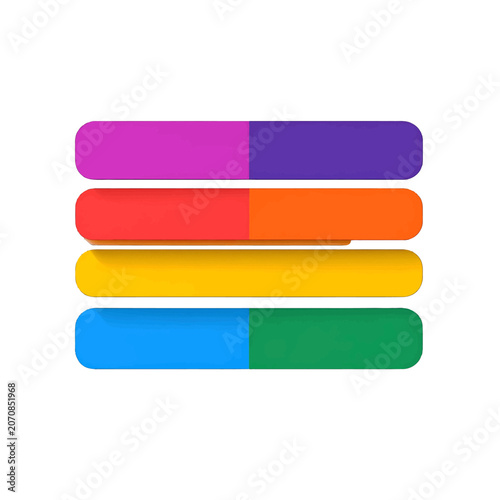 Four colorful horizontal bars with rounded ends on a white background