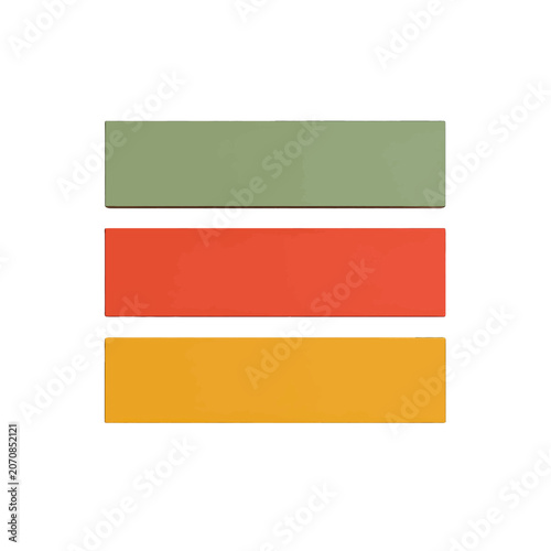Three horizontal bars in muted colors against a white background