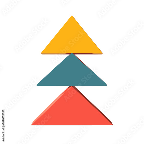 Three stacked geometric shapes ascending upwards on a white background