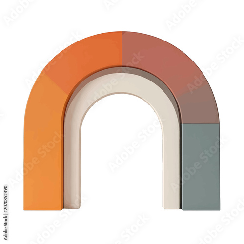 Abstract geometric archway with warm color segments
