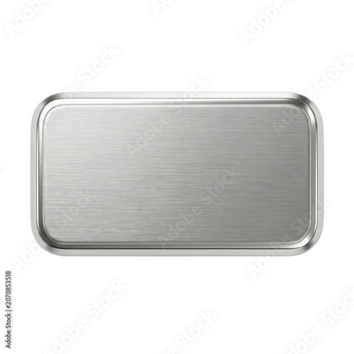 Empty rectangular stainless steel serving tray isolated on transparent background