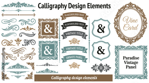 Принти на полотні Calligraphy design elements and frames for elegant decoration.