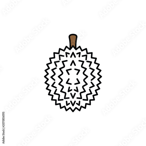 Spiky Durian Fruit Icon - King of Fruits Vector Illustration