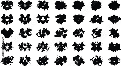 Tableau sur toile Collection of black inkblot textures