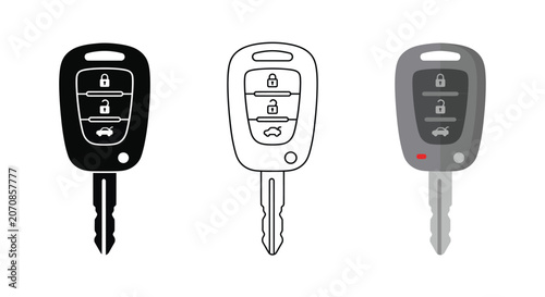 Car Key Fob Set Black White And Gray Illustrations