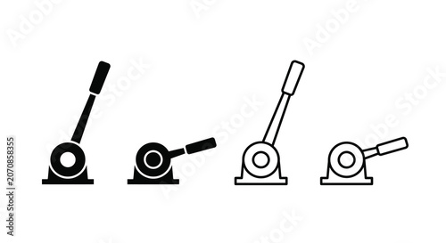 Foto Lever with circular base icons black and white line style