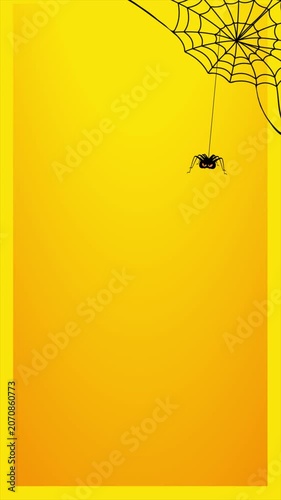 Bright Halloween Background with Spider Web and Flying Bat for Social Media Stories