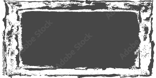 Grunge distressed border on dark background abstract white textured frame overlay element for vintage graphic design