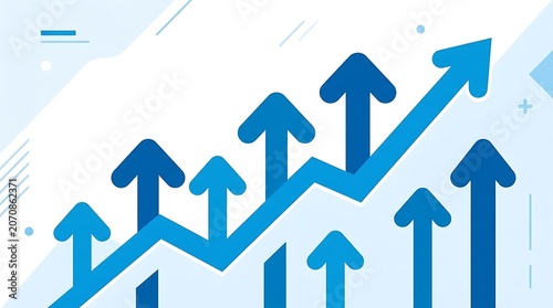 Business Growth Graph with Blue Rising Arrows Illustration