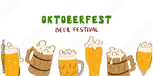 Fotografie Oktoberfest Beer Festival Poster in Retro Groovy Style