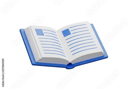 A Simple Open Blue Book Icon Isolated Against A Plain White Background