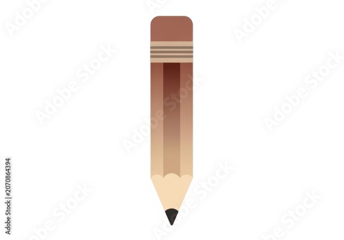 A minimalist flat vector illustration of a simple brown wooden graphite pencil
