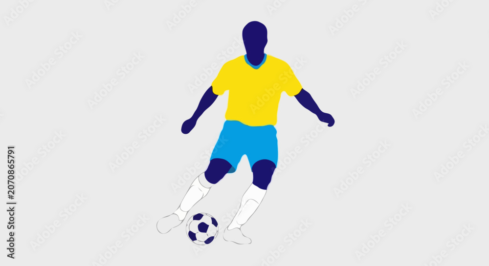Fototapeta premium Kicking Soccer Ball Player Illustration