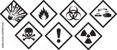 Photos Hazard symbols collection explosive flammable toxic corrosive health hazard radi