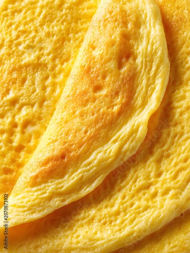 Fluffy American-style omelette with a soft golden exterior and tender folded layers, isolated on a white background.