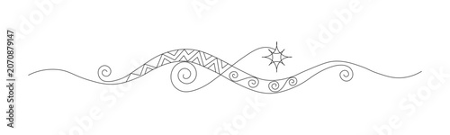 Konstfotografi Elegant Decorative Divider Swirl Border with Tribal Patterns and Star Element, M