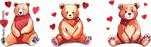 watercolor sitting bear with hearts.eps