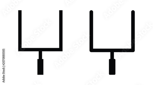 Tableau sur toile American Football Goalposts Silhouette Black Graphic Design On White